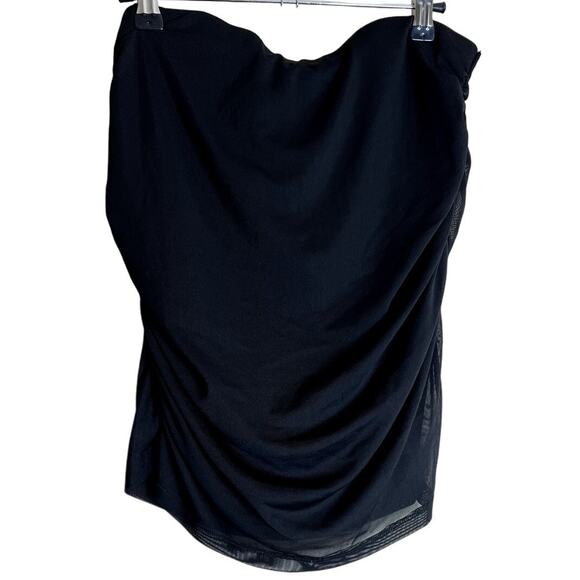 Garage Jupe Shirred Mesh Mini Skirt Women Large Black Rushed Coquette NEW Party - Picture 1 of 10